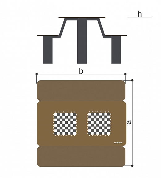 Стол со скамьями шахматный Romana 302.34.00-01 521_575