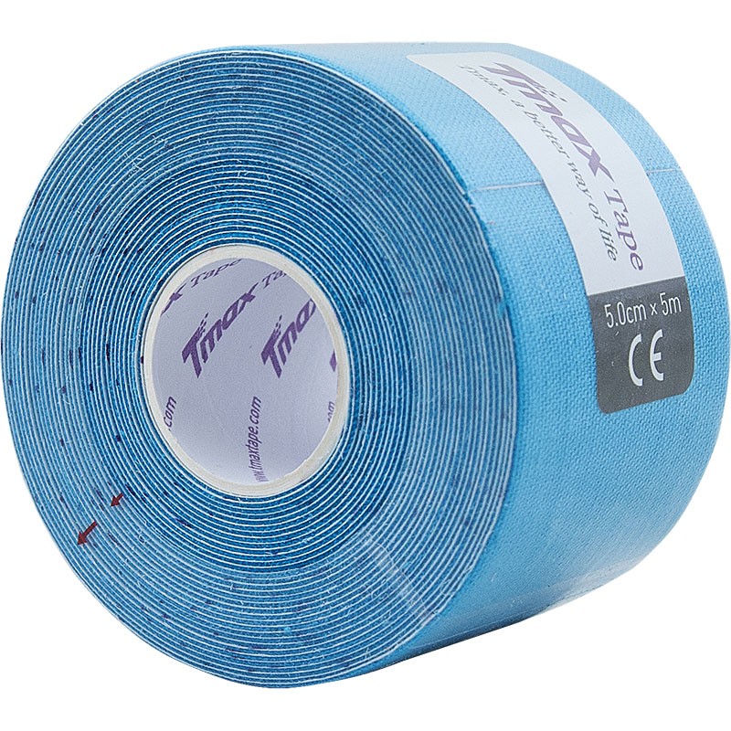 Тейп кинезиологический Tmax Extra Sticky Blue голубой 800_800