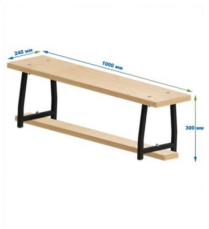 Скамейка гимнастическая 1000мм (фанерная) ножки метал Dinamika 731_800